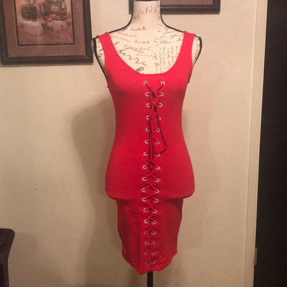 HEART HIPS Red dress Spandex - Picture 1 of 4